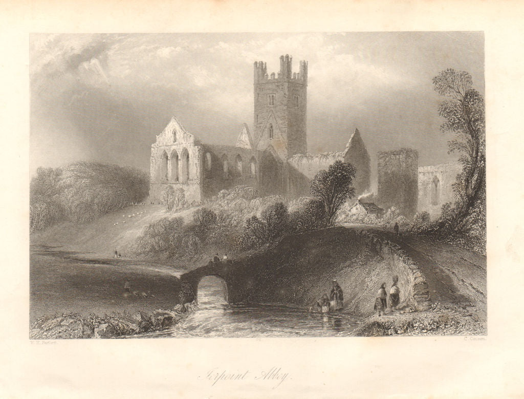 Jerpoint Abbey, Kilkenny. Ireland 1843 old antique vintage print picture